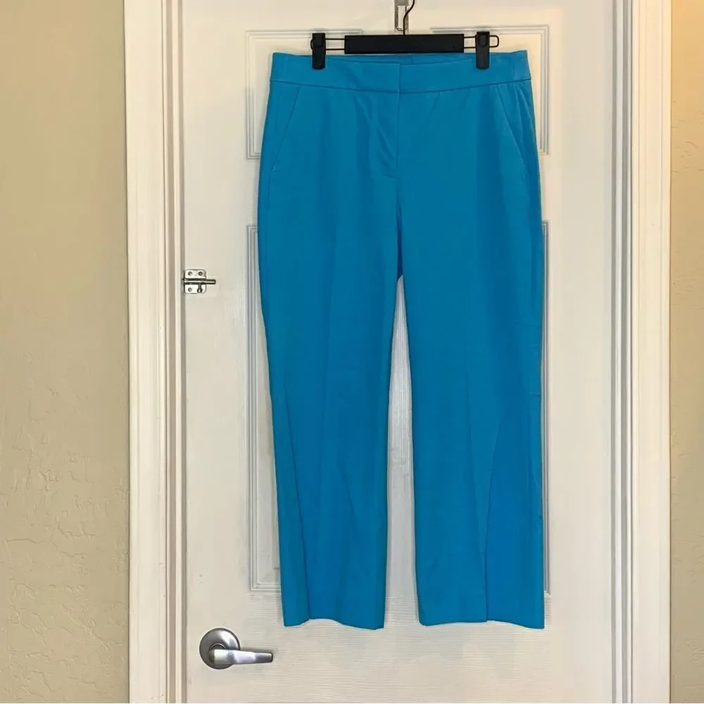 J Crew Hayden Kickout Crop Pant in Bi-Stretch Cotton Turquoise Size 8